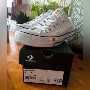 CONVERSE Pride sneaker w/rainbow lightening bolt stripes🌈⚡️